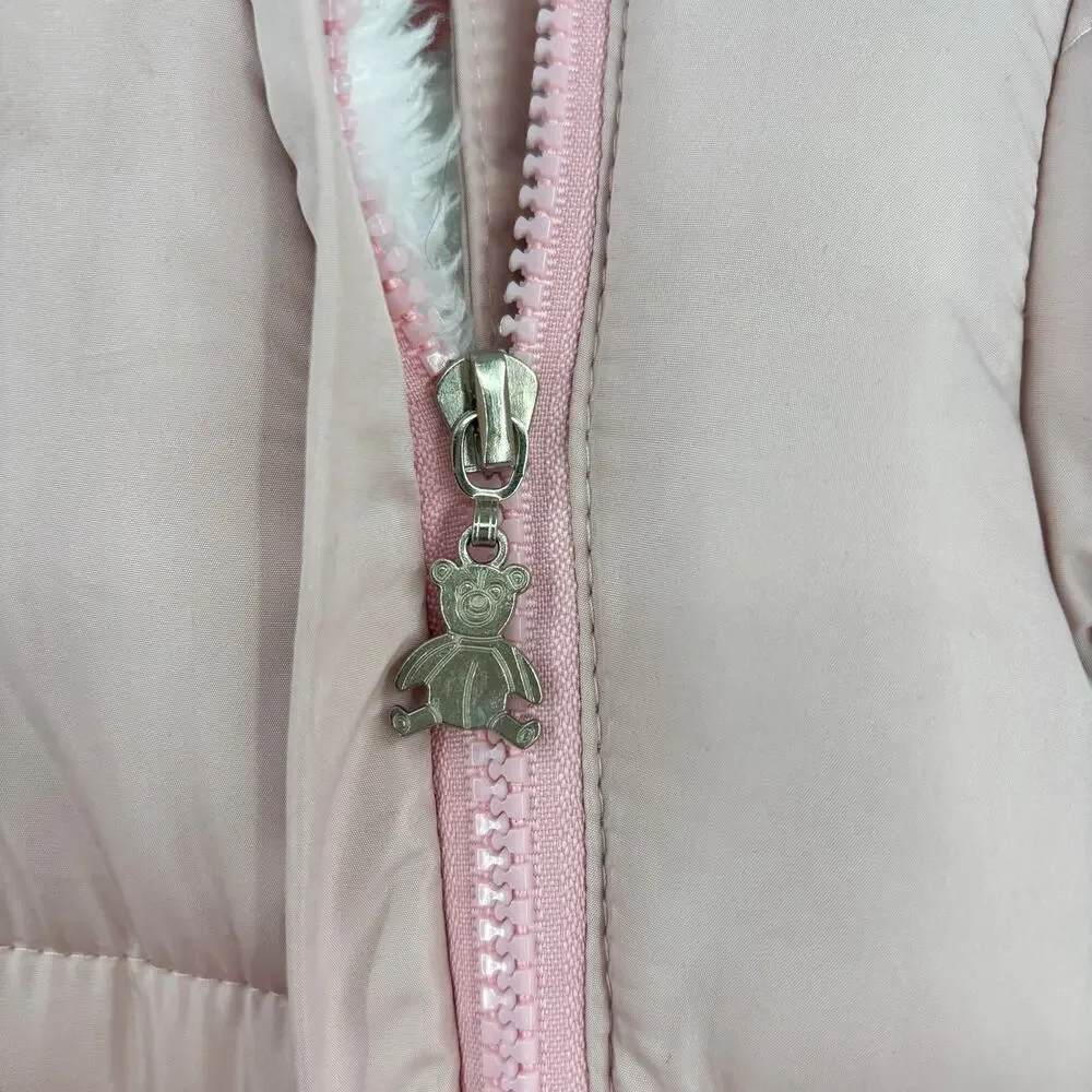 Mother's BabyBear Snowsuit Bunting 6-9 Months Pink Faux Fur Double Zip Hooded